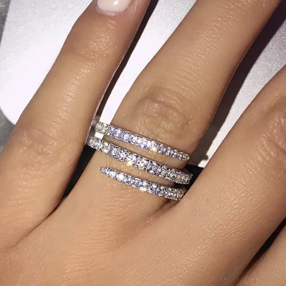 NEW 925 STERLING SILVER DIAMOND RING - Picture 6 of 6